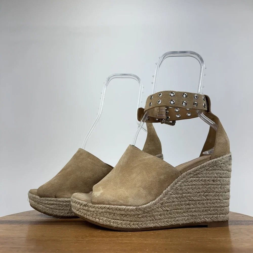 Womens Rag & and Bone Anteros Beige Suede Wedge Espadrille Suede Shoes Size 41